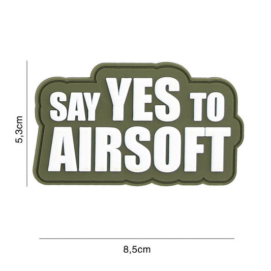 Emblema 3D PVC Say yes to Airsoft Verde - Afirmă-ți Pasiunea