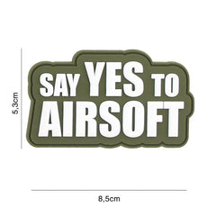 Emblema 3D PVC Say yes to Airsoft Verde - Afirmă-ți Pasiunea