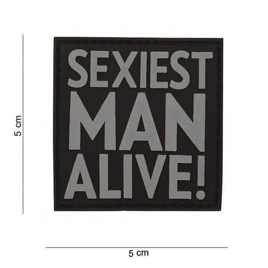 Emblema 3D PVC Sexiest Man Alive Gri - Afirmă-ți Identitatea Tactică