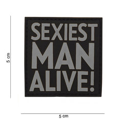 Emblema 3D PVC Sexiest Man Alive Gri - Afirmă-ți Identitatea Tactică