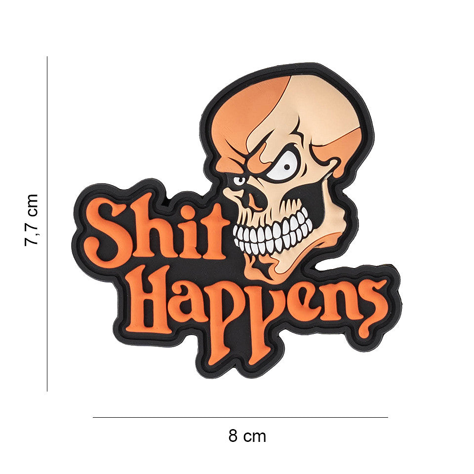 Emblema 3D PVC Shit Happens #6066 - Atitudine Realistă pe Câmp