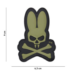 Emblemă 3D PVC Skull Bunny Verde - Declară-ți Unicitatea