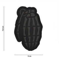 Emblema 3D PVC Skull Grenade Gri - Semn Distincție Inconfundabil