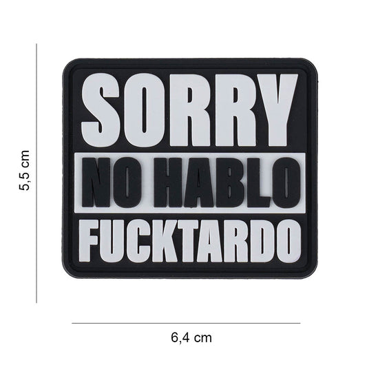 Emblema 3D PVC Sorry No Hablo Fucktardo - Atitudine Brutală, Mesaj Clar