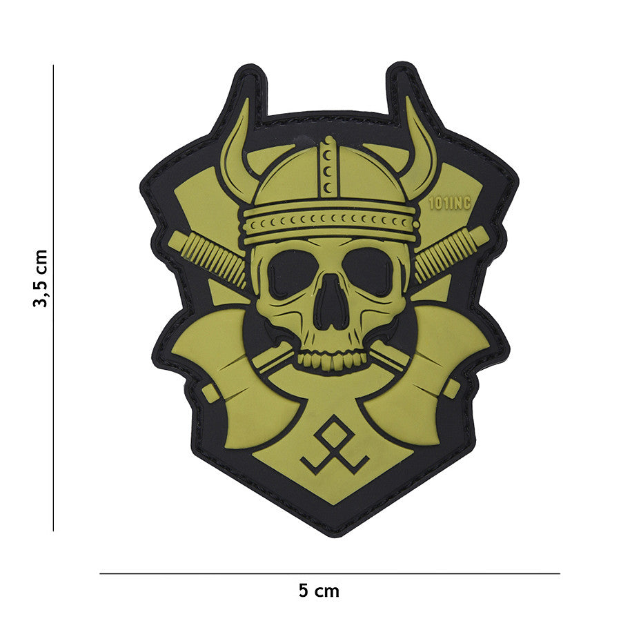Emblema 3D PVC Viking cu Topor Verde - Simbol de Forță Tactică