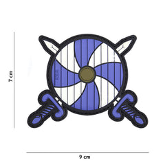 Emblema 3D PVC Viking Schild + Săbii Albastru - Personalizare Durabilă