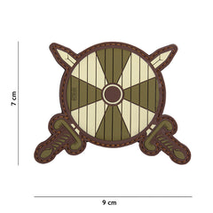 Emblema 3D PVC Viking Scut și Săbii Verde - Afirmă-ți Spiritul!