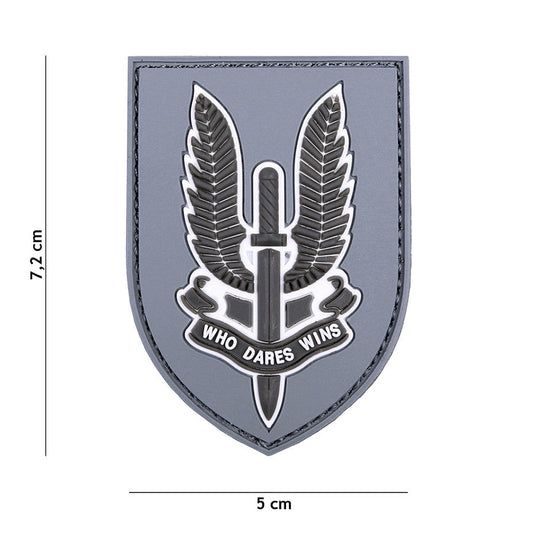 Emblema 3D PVC WHO Dares Wins Gri Tactice - Declară-ți Forța