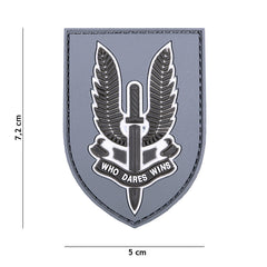 Emblema 3D PVC WHO Dares Wins Gri Tactice - Declară-ți Forța