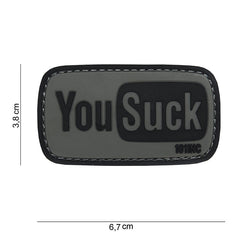 Emblema 3D PVC You Suck Gri/Negru - Atitudine Fără Compromis