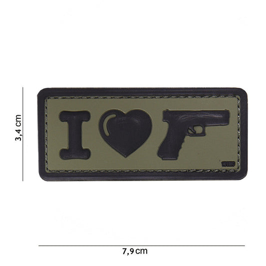 Emblema I Love my sidearm 3D PVC Verde Tactical Gear - Afirmă-ți Devotamentul