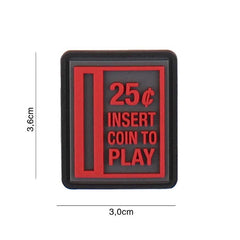Emblemă Insert Coin To Play #5099 - Roșu | 3D, Velcro