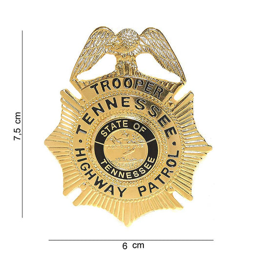 Emblema Metalică Trooper Tennessee Highway Patrol Auriu - Simbol Autentic de Curaj