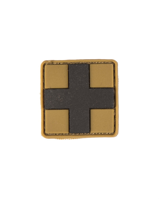 Emblemă Prim Ajutor 3D Mil-Tec – cu Velcro, PVC 3 x 3 cm, Coyote