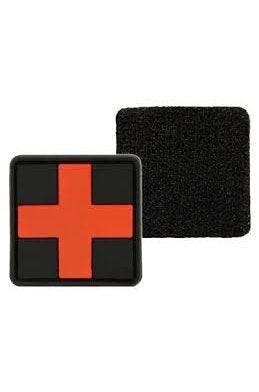 Emblemă Prim Ajutor 3D Mil-Tec – cu Velcro, PVC 3 x 3 cm, Neagră