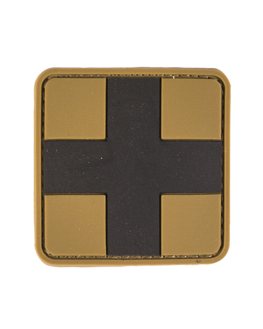 Emblemă Prim Ajutor 3D Mil-Tec – cu Velcro, PVC 5,5 x 5,5 cm, Coyote