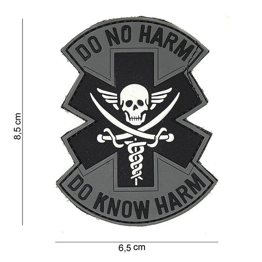 Emblema PVC 3D Do no harm Gri/Negru - Afirmă-ți Principiile