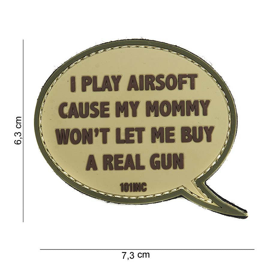 Emblema PVC 3D 'I play airsoft' Beige - Afirmă-ți Pasiunea