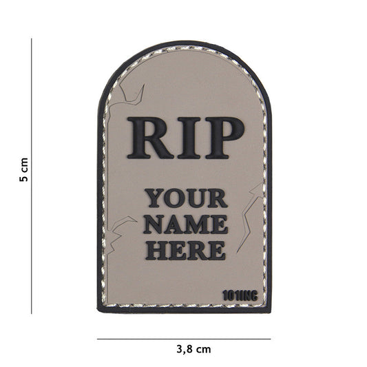 Emblema PVC 3D RIP Gri - Personalizare Tactica Esentiala