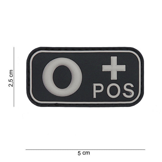 Emblema PVC Bloedgroep O+ Pozitiv Negru - Identificare Rapidă & Vitală