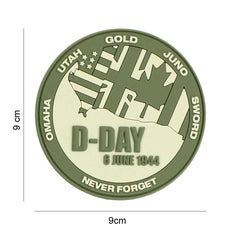 Emblema PVC D-Day Never forget Verde - Mesaj Clar, Rezistență Tactică