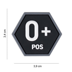 Emblemă PVC Hexagon Grupa Sanguină O+ - Identificare Vitală Rapidă