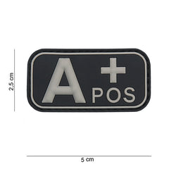 Emblema PVC Sanguin A+ Pozitiv Negru - Identificare Crucială