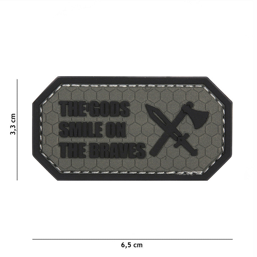 Emblema PVC The Gods smile on the braves 3D Gri - Afirmația Curajului Tău