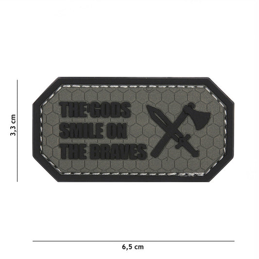 Emblema PVC The Gods smile on the braves 3D Gri - Afirmația Curajului Tău