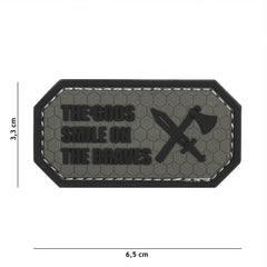Emblema PVC The Gods smile on the braves 3D Gri - Afirmația Curajului Tău
