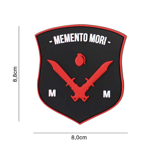 Emblema Tactic Memento Mori Shield Dolk Negru Roșu Alb - Mesaj Simbolic Puternic