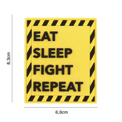 Emblema Tactica Eat Sleep Fight Repeat 3D Galben - Motivație Neîncetată