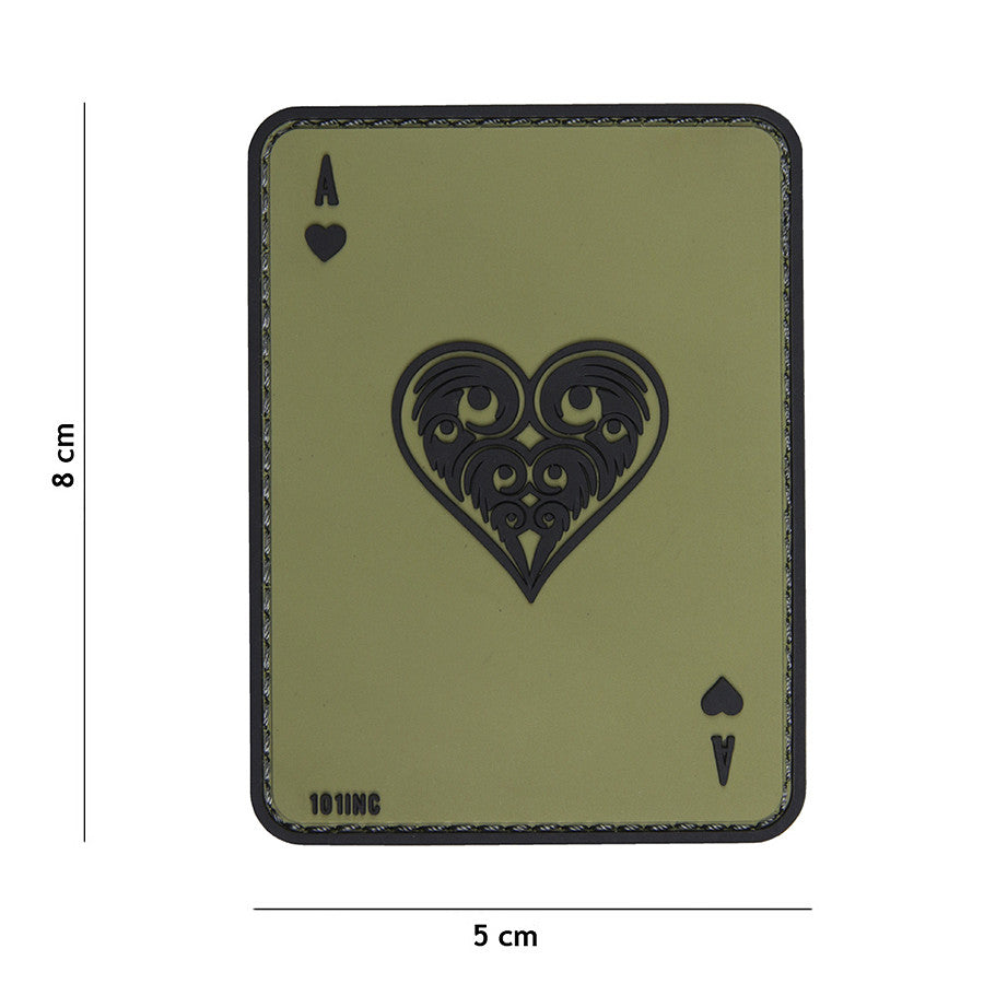 Emblemă Tactică Harten Aas 3D PVC Verde - Identificare Rapidă & Stil Durabil