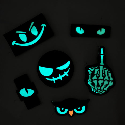 Emblema Tactica Laser Cut Cat Eyes Zwart Glow - Identificare MOLLE Nocturna