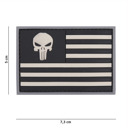 Emblema Tactica Punisher USA Flag 3D Gri/Negru - Afirmă-ți Prezența