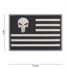 Emblema Tactica Punisher USA Flag 3D Gri/Negru - Afirmă-ți Prezența