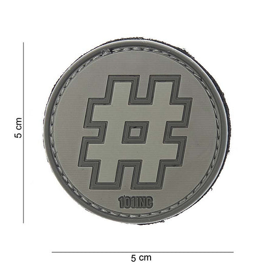 Emblema Tactical 3D PVC Hashtag Gri - Personalizare Rezistenta