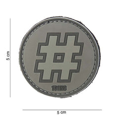 Emblema Tactical 3D PVC Hashtag Gri - Personalizare Rezistenta