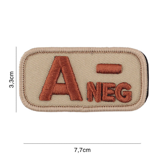 Emblema Tactice Grupa Sanguină A-Negativ Coyote - Identificare Vitală