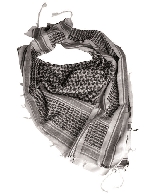 Eșarfă Shemagh Mil-Tec – 100% Bumbac, 110 x 110 cm, Alb-Negru