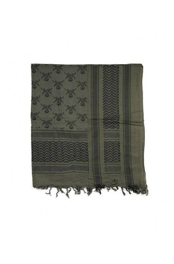 Esarfa Shemagh Skull Oliv-Black
