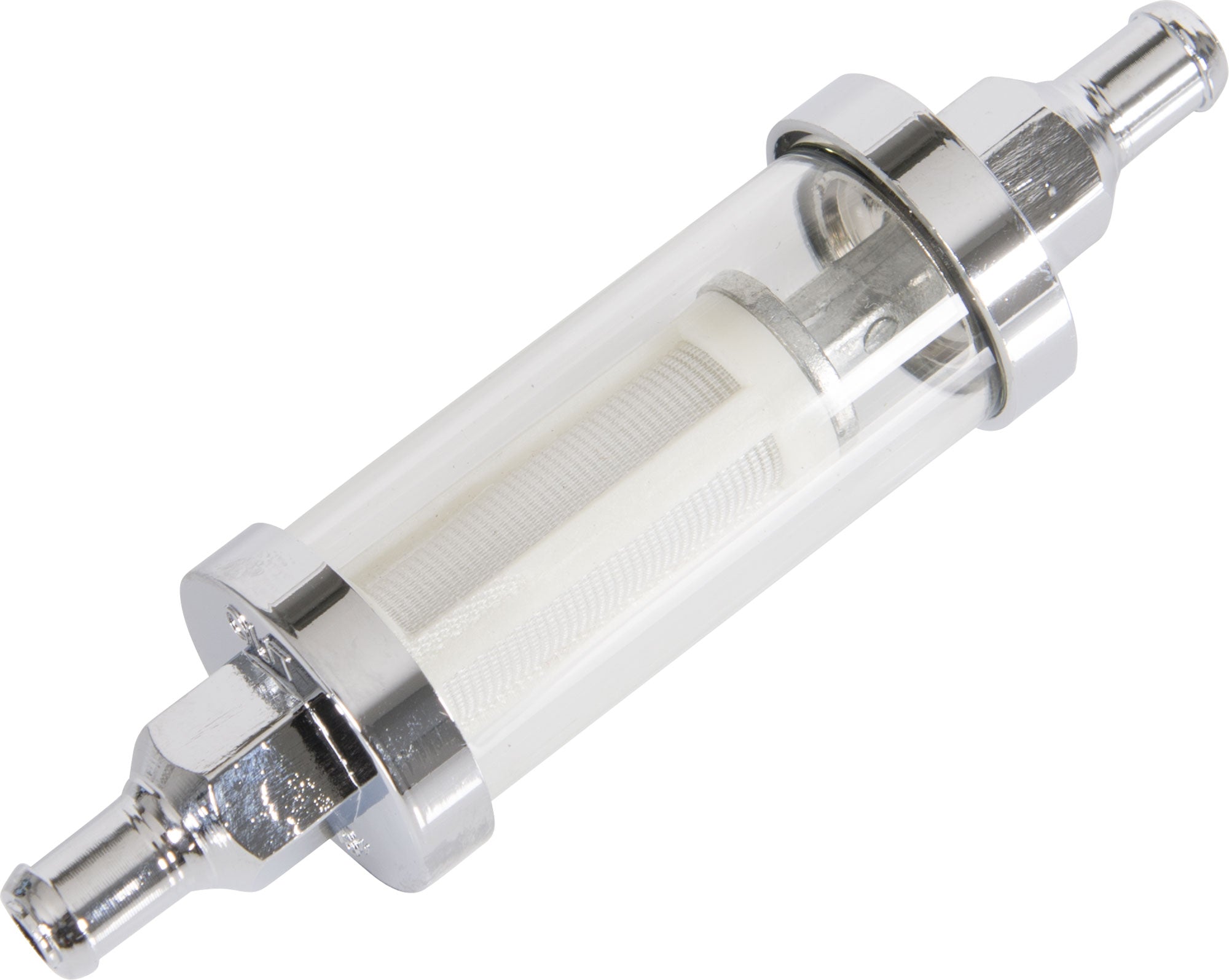 Filtru Benzină Deluxe Lung 8mm Crom/Transparent - Previne Blocajele