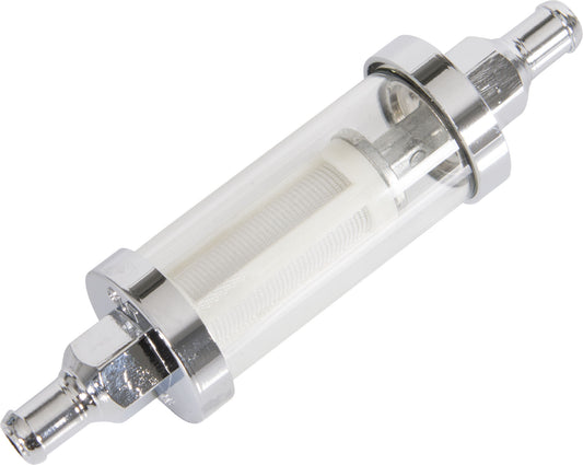 Filtru Benzină Deluxe Lung 8mm Crom/Transparent - Previne Blocajele
