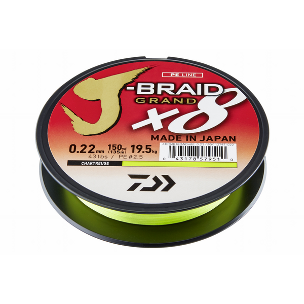 Fir împletit J-Braid Grand X8E DAIWA - Rezistență, Vizibilitate, 0.22mm - 1