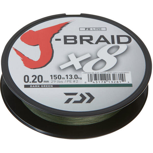 Fir împletit J-Braid X8 Daiwa - Verde, 0.20mm, Rezistență 13kg - 1