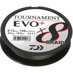Fir împletit Tournament 8XBRAID EVO+ DAIWA - 0.12mm, 8.6kg, Verde - 1
