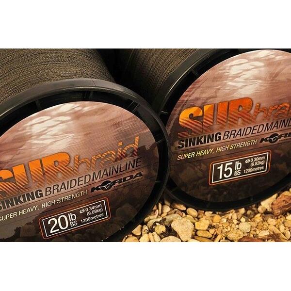 Fir Textil Sub Braid Sinking Korda - Scufundare Rapidă, 15LBS/450M