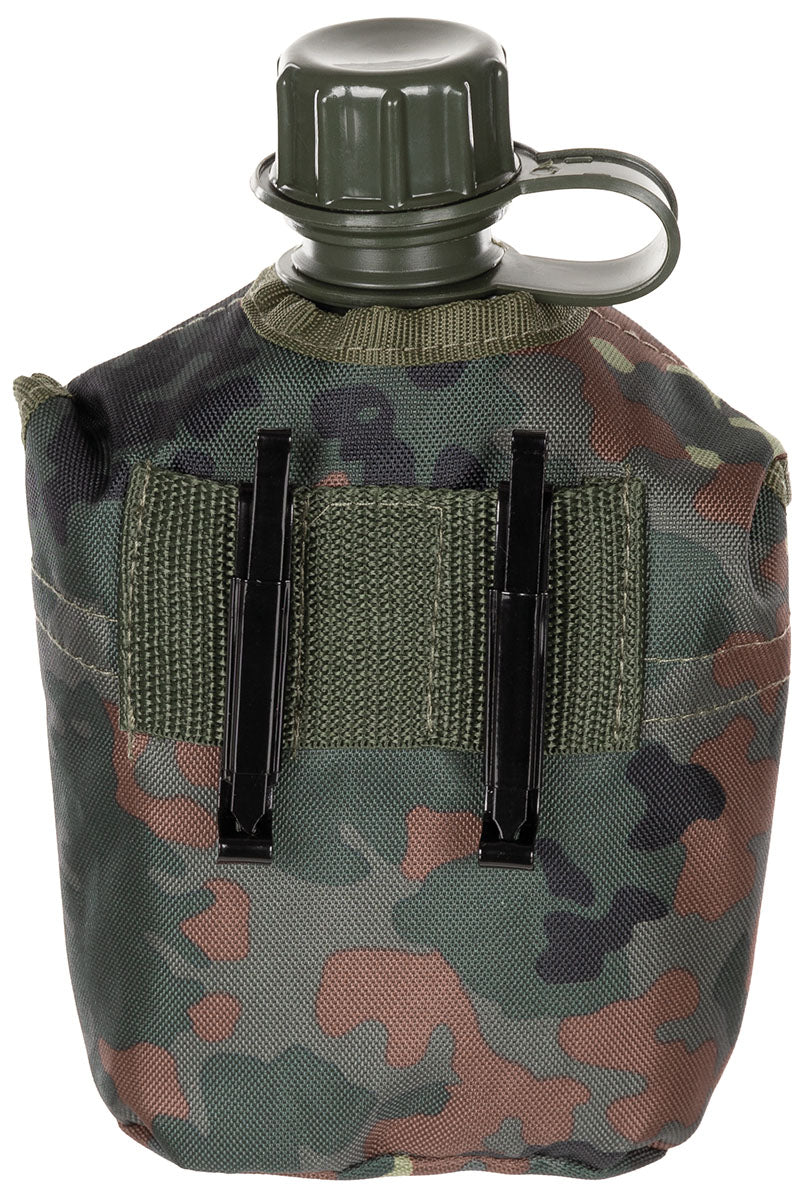 Flască de Câmp Plastic 1L Flecktarn MFH - Husă Căptușită, 200g
