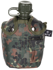 Flască de Câmp Plastic 1L Flecktarn MFH - Husă Căptușită, 200g