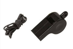 Fluier 3 în 1 Mil-Tec – fluier negru din plastic cu șnur negru